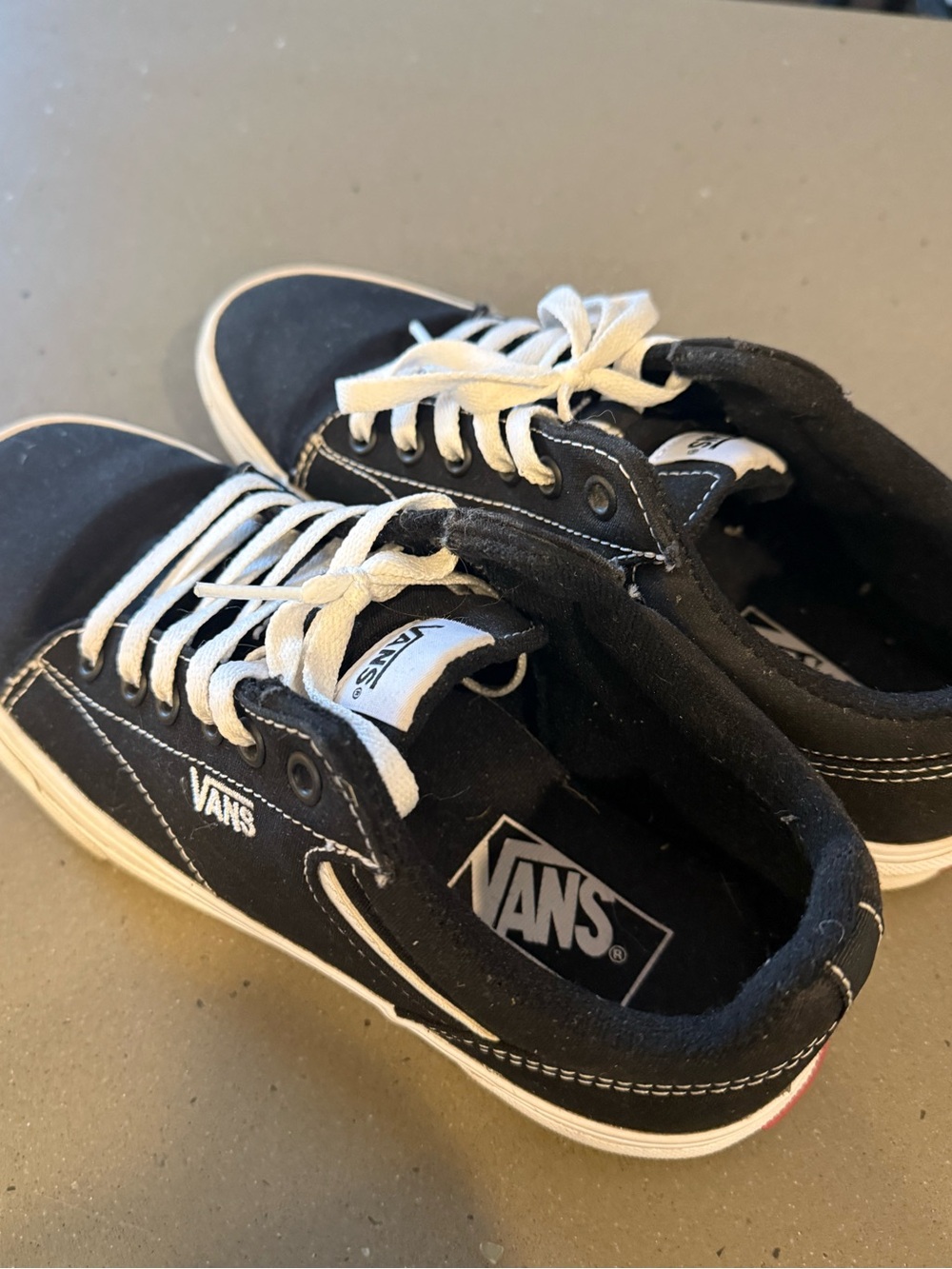 Vans Black and White Low-Top Canvas Sneakers
